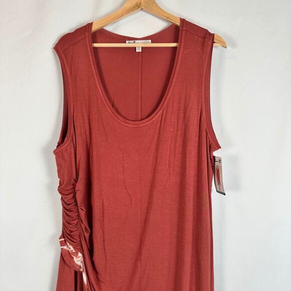 NWT Seven7 Womens Coral and White Sleeveless Maxi Shift Knit Dress- Size XXL - Picture 2 of 12